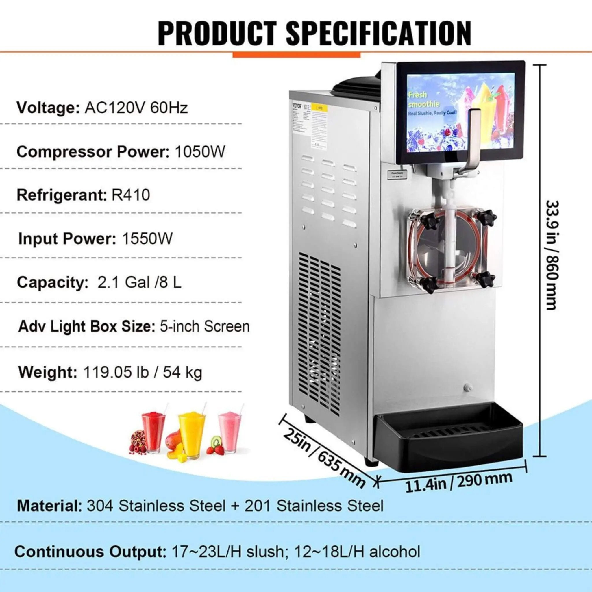 8L Commercial 1050W Single Frozen Margarita Ice Slushy Drink Maker Machine (SAK94026) by SAKSBY WHOLESALE