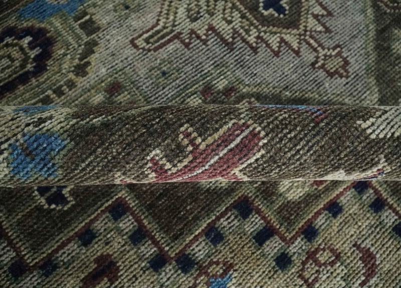 8x10 Antique look Brown, Beige and Blue Traditional Medallion wool Area Rug by The Rug Decor