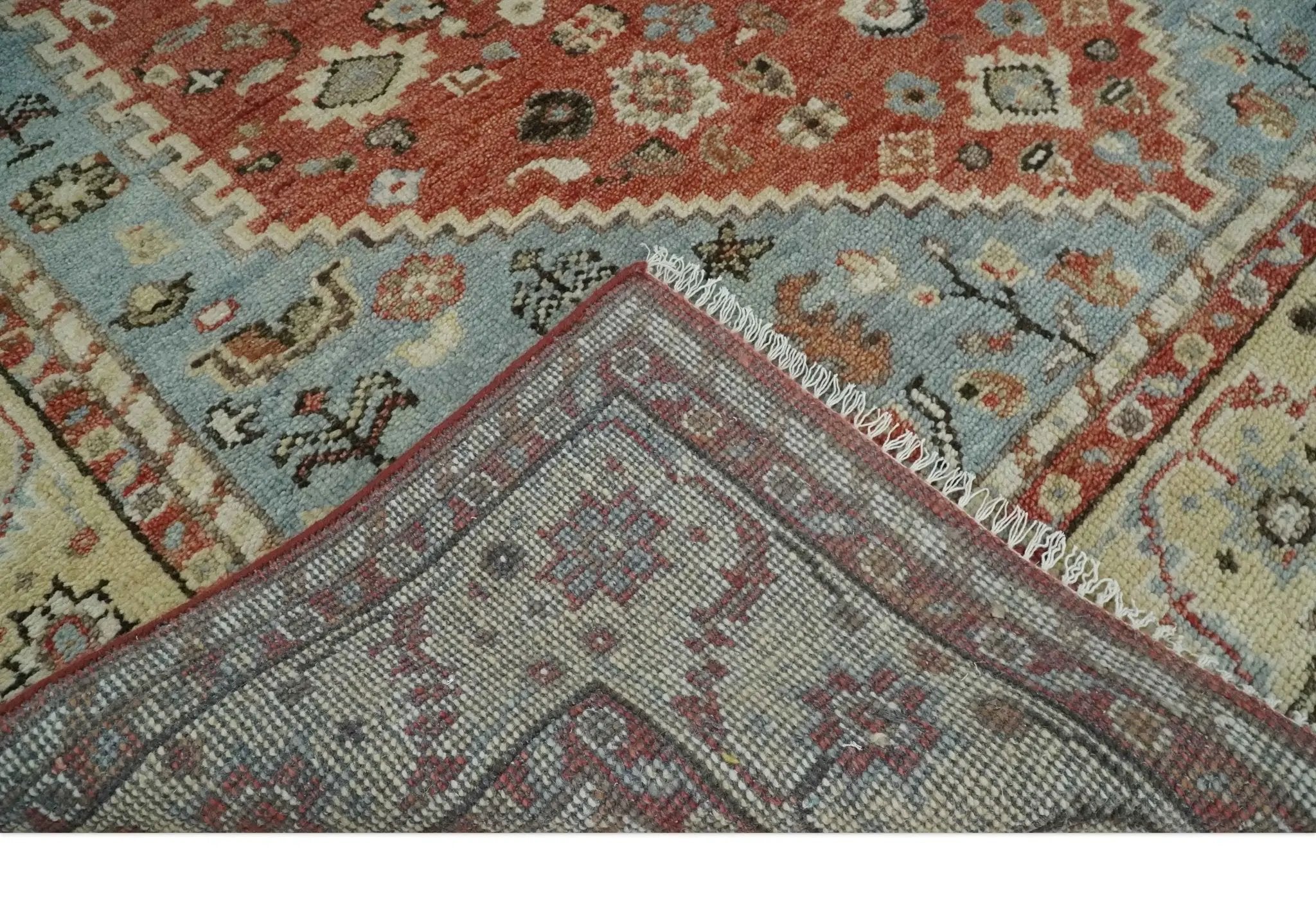8x10 Antique look Traditional Floral Gray, Rust and Beige Hand knotted wool Area Rug by The Rug Decor