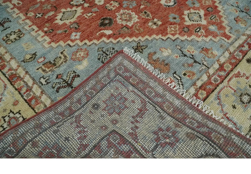 8x10 Antique look Traditional Floral Gray, Rust and Beige Hand knotted wool Area Rug by The Rug Decor