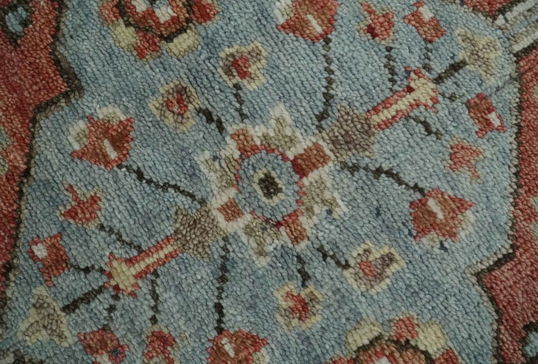 8x10 Antique look Traditional Floral Gray, Rust and Beige Hand knotted wool Area Rug by The Rug Decor