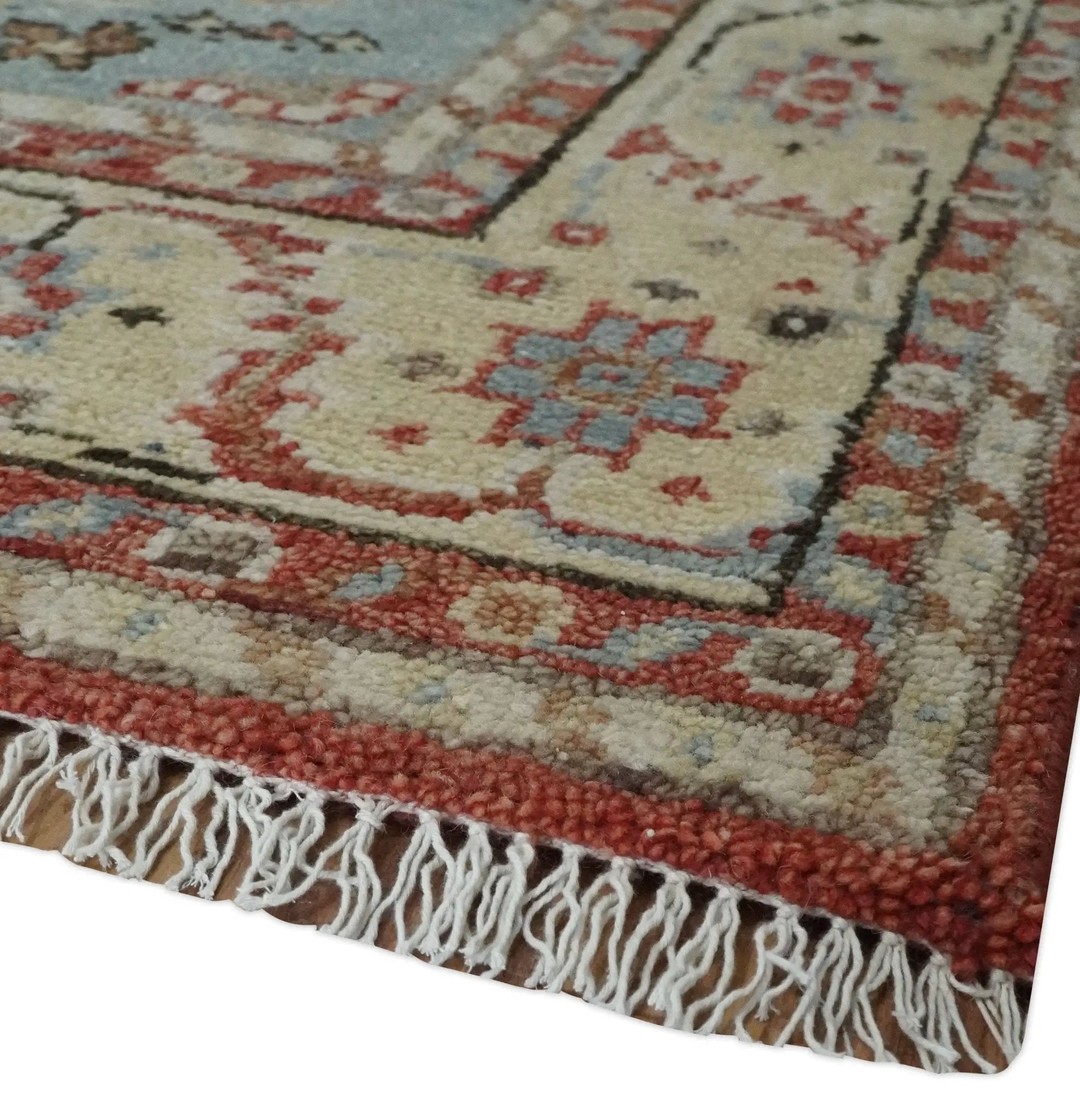 8x10 Antique look Traditional Floral Gray, Rust and Beige Hand knotted wool Area Rug by The Rug Decor