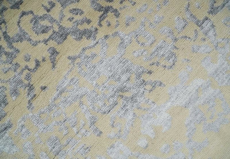 8x10 Beige, Charcoal and Silver Traditional Medallion Hand Knotted Wool and Bamboo Silk Area Rug by The Rug Decor