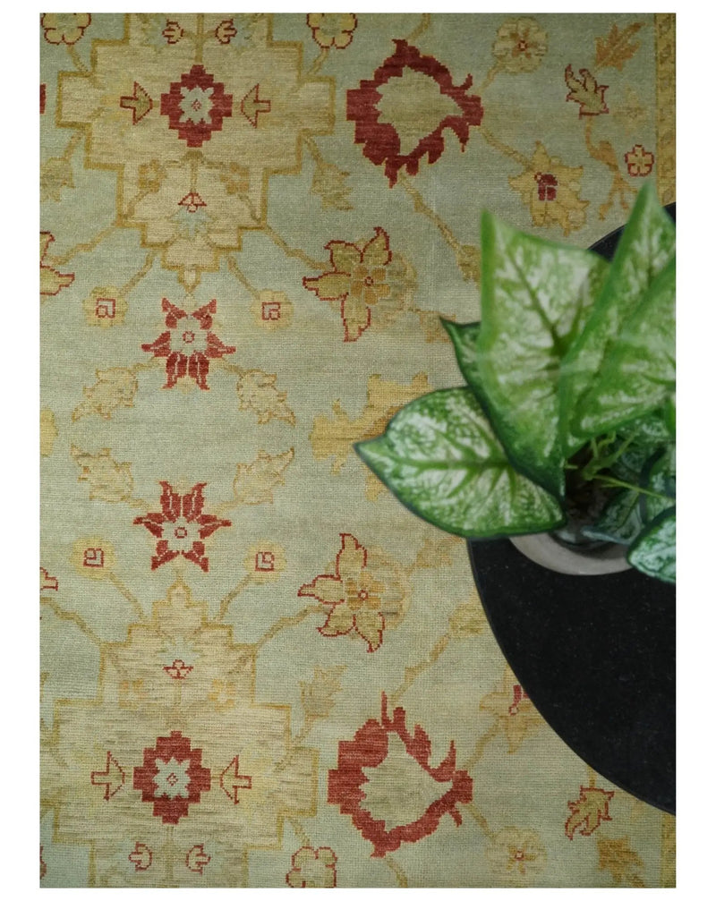 8x10 Fine Hand Knotted Beige and Rust Traditional Vintage Persian Antique Wool Rug by The Rug Decor