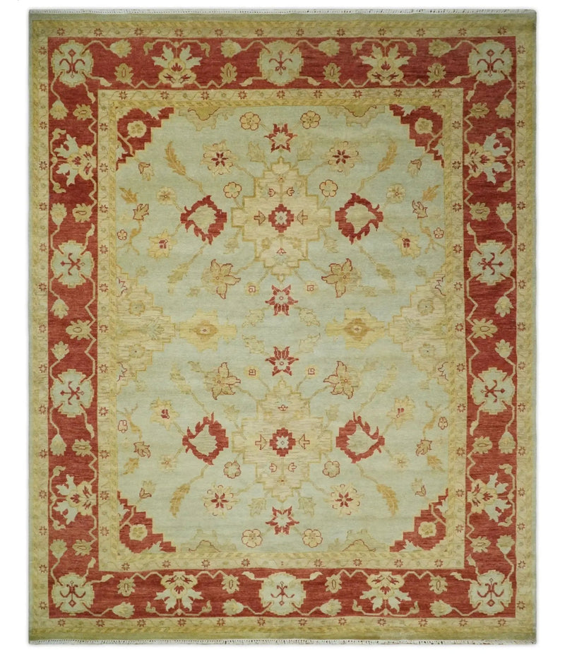 8x10 Fine Hand Knotted Beige and Rust Traditional Vintage Persian Antique Wool Rug by The Rug Decor