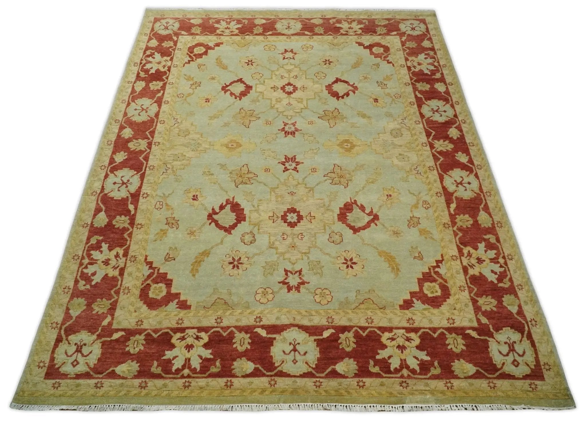 8x10 Fine Hand Knotted Beige and Rust Traditional Vintage Persian Antique Wool Rug by The Rug Decor