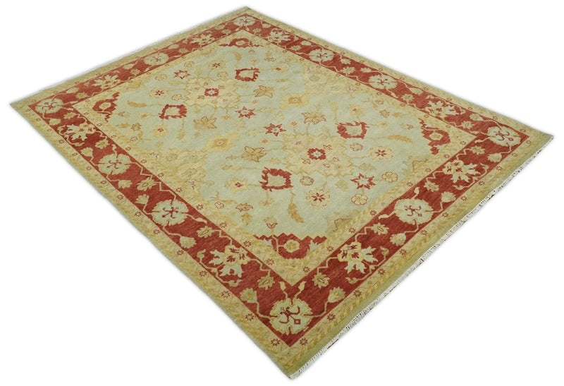 8x10 Fine Hand Knotted Beige and Rust Traditional Vintage Persian Antique Wool Rug by The Rug Decor