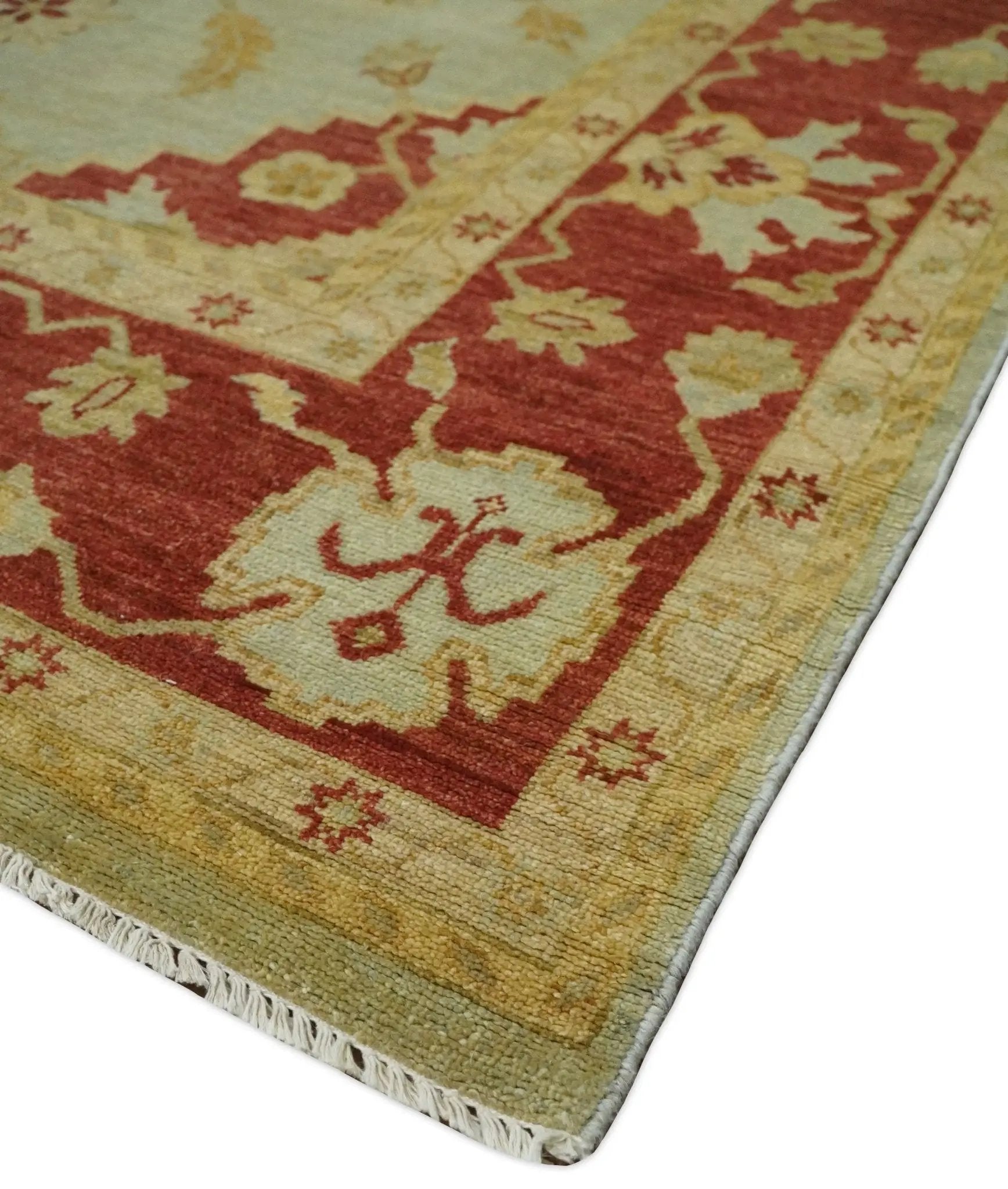 8x10 Fine Hand Knotted Beige and Rust Traditional Vintage Persian Antique Wool Rug by The Rug Decor