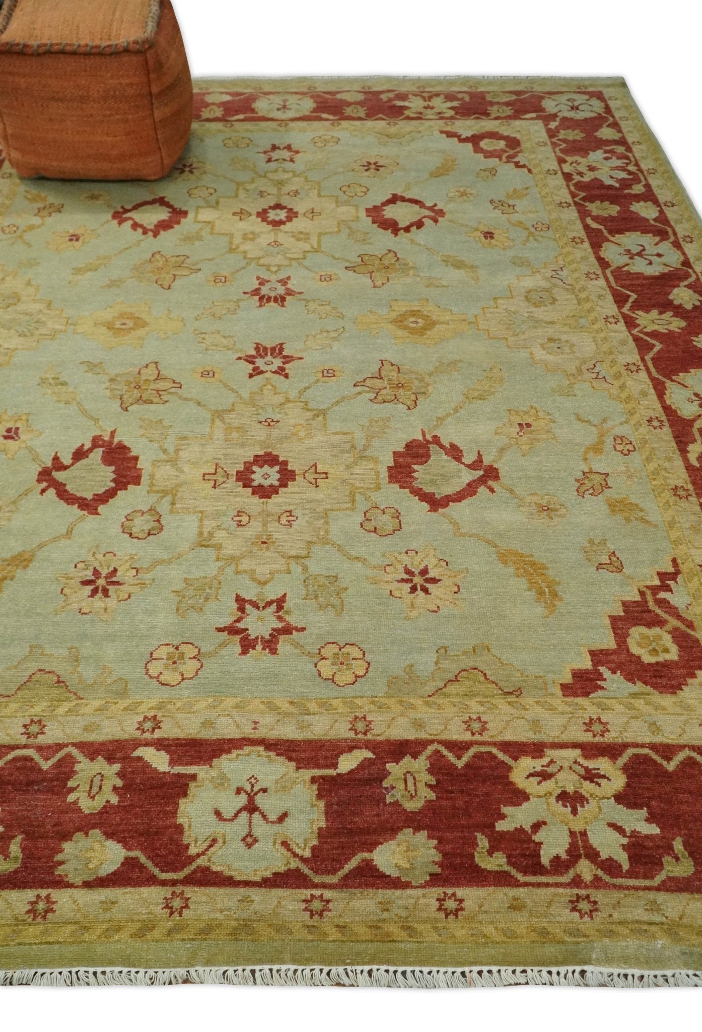 8x10 Fine Hand Knotted Beige and Rust Traditional Vintage Persian Antique Wool Rug by The Rug Decor