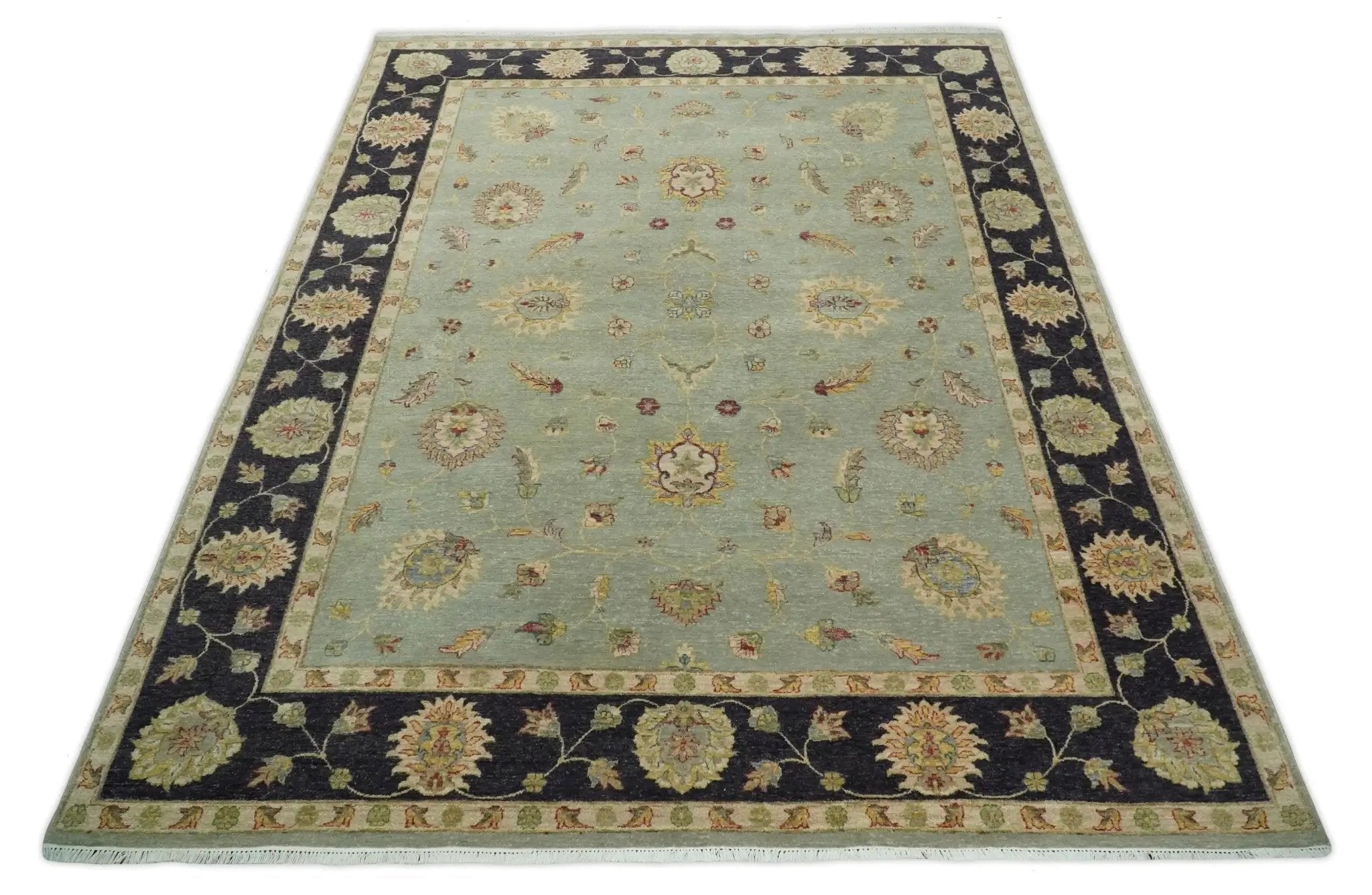 8x10 Fine Hand Knotted Silver and Black Antique Traditional Vintage Persian Wool Rug by The Rug Decor