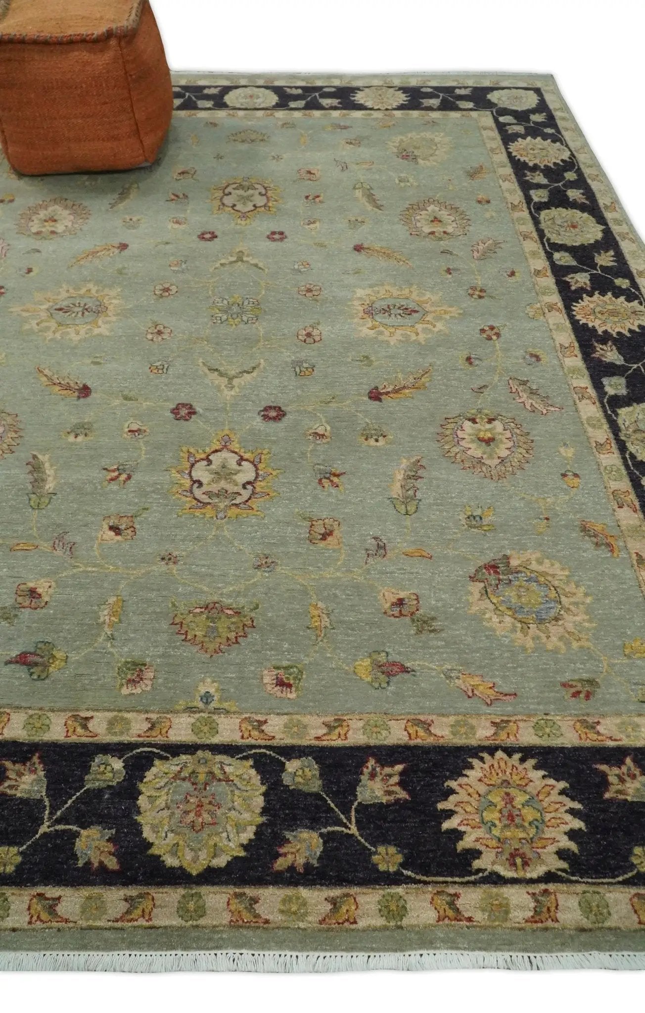 8x10 Fine Hand Knotted Silver and Black Antique Traditional Vintage Persian Wool Rug by The Rug Decor