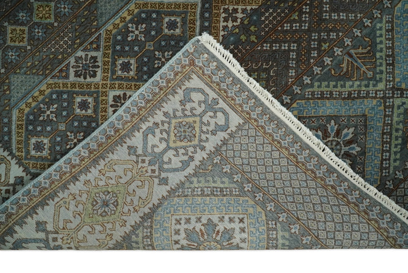 8x10 Fine Hand Knotted Brown and Blue Southwestern Traditional Antique Area Rug by The Rug Decor