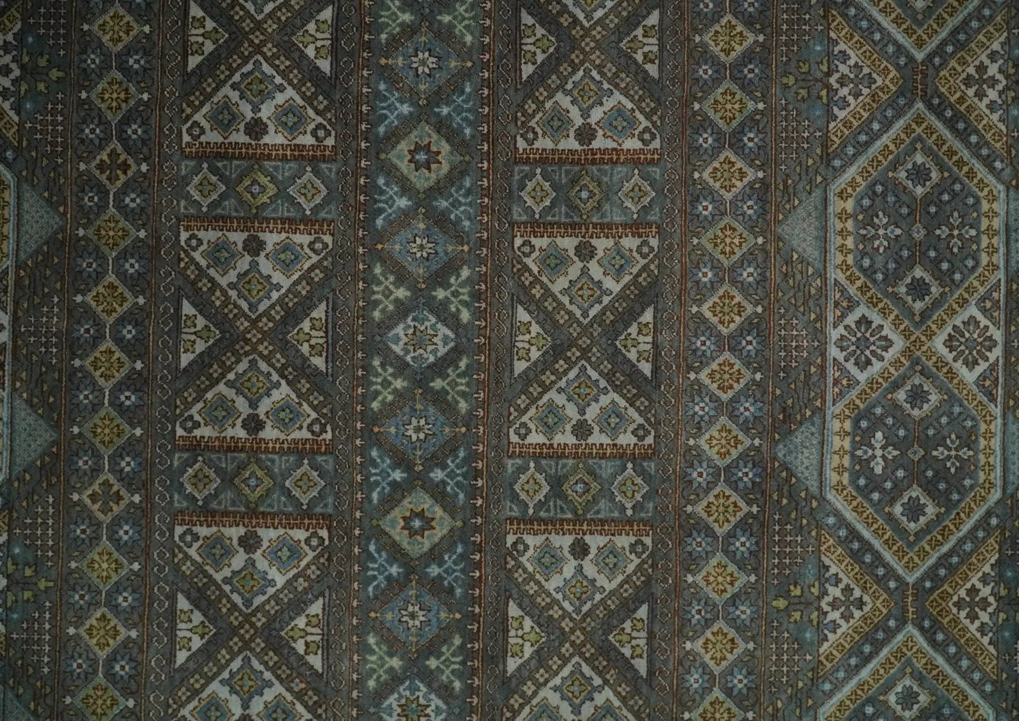 8x10 Fine Hand Knotted Brown and Blue Southwestern Traditional Antique Area Rug by The Rug Decor