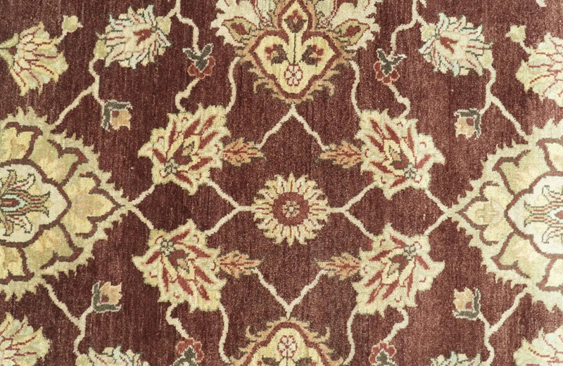 8X10 Fine Hand Knotted Rust And Gold Traditional Design Wool Rug by The Rug Decor