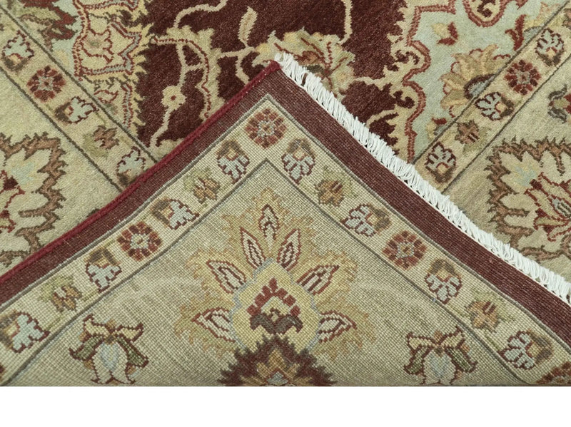 8X10 Fine Hand Knotted Rust And Gold Traditional Design Wool Rug by The Rug Decor