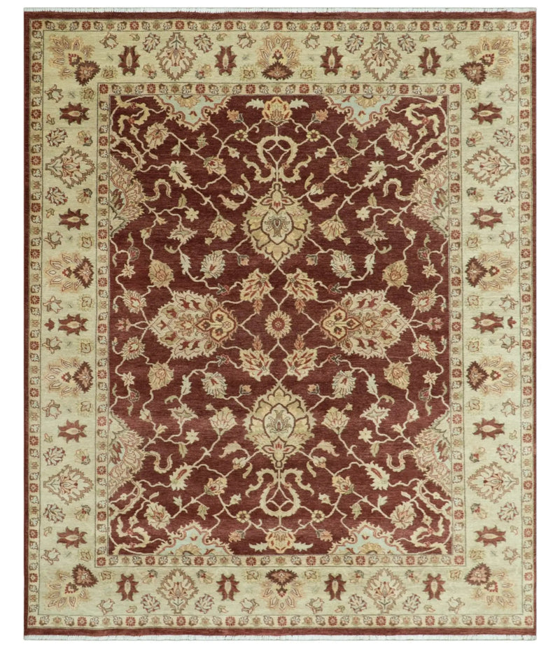 8X10 Fine Hand Knotted Rust And Gold Traditional Design Wool Rug by The Rug Decor