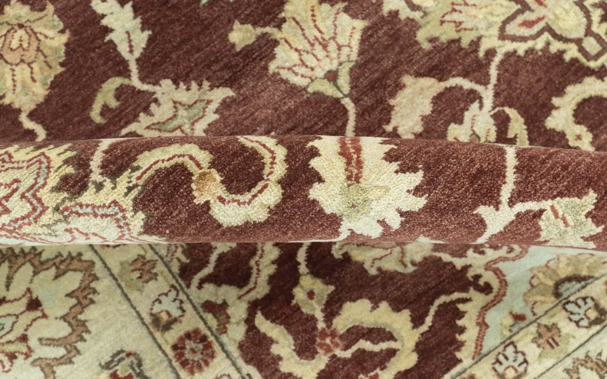 8X10 Fine Hand Knotted Rust And Gold Traditional Design Wool Rug by The Rug Decor