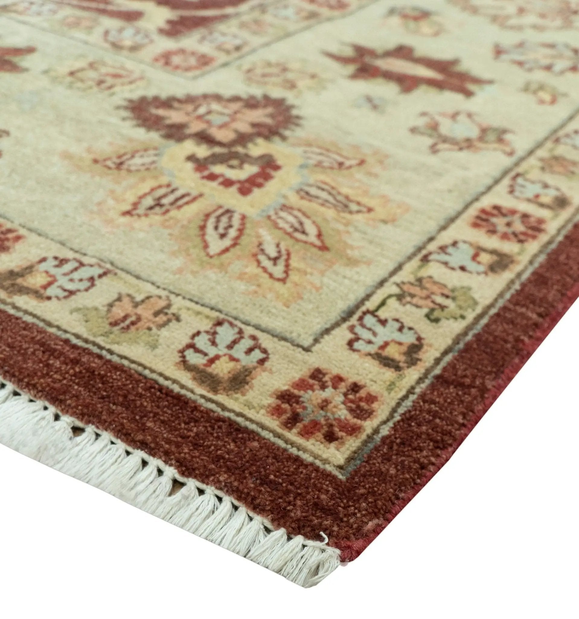 8X10 Fine Hand Knotted Rust And Gold Traditional Design Wool Rug by The Rug Decor