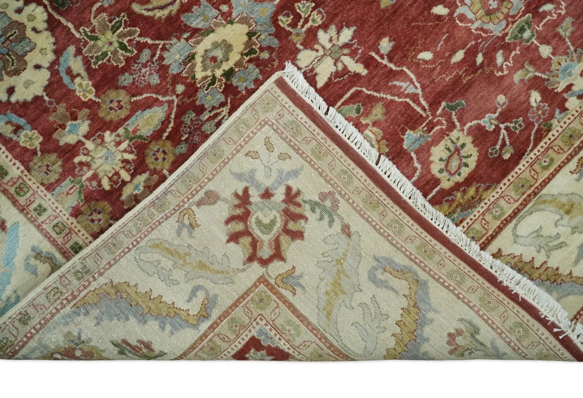 8x10 Fine Hand Knotted Rust and Ivory Traditional Persian Style Antique Wool Rug by The Rug Decor