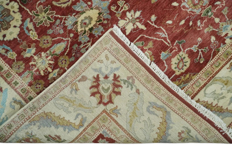 8x10 Fine Hand Knotted Rust and Ivory Traditional Persian Style Antique Wool Rug by The Rug Decor