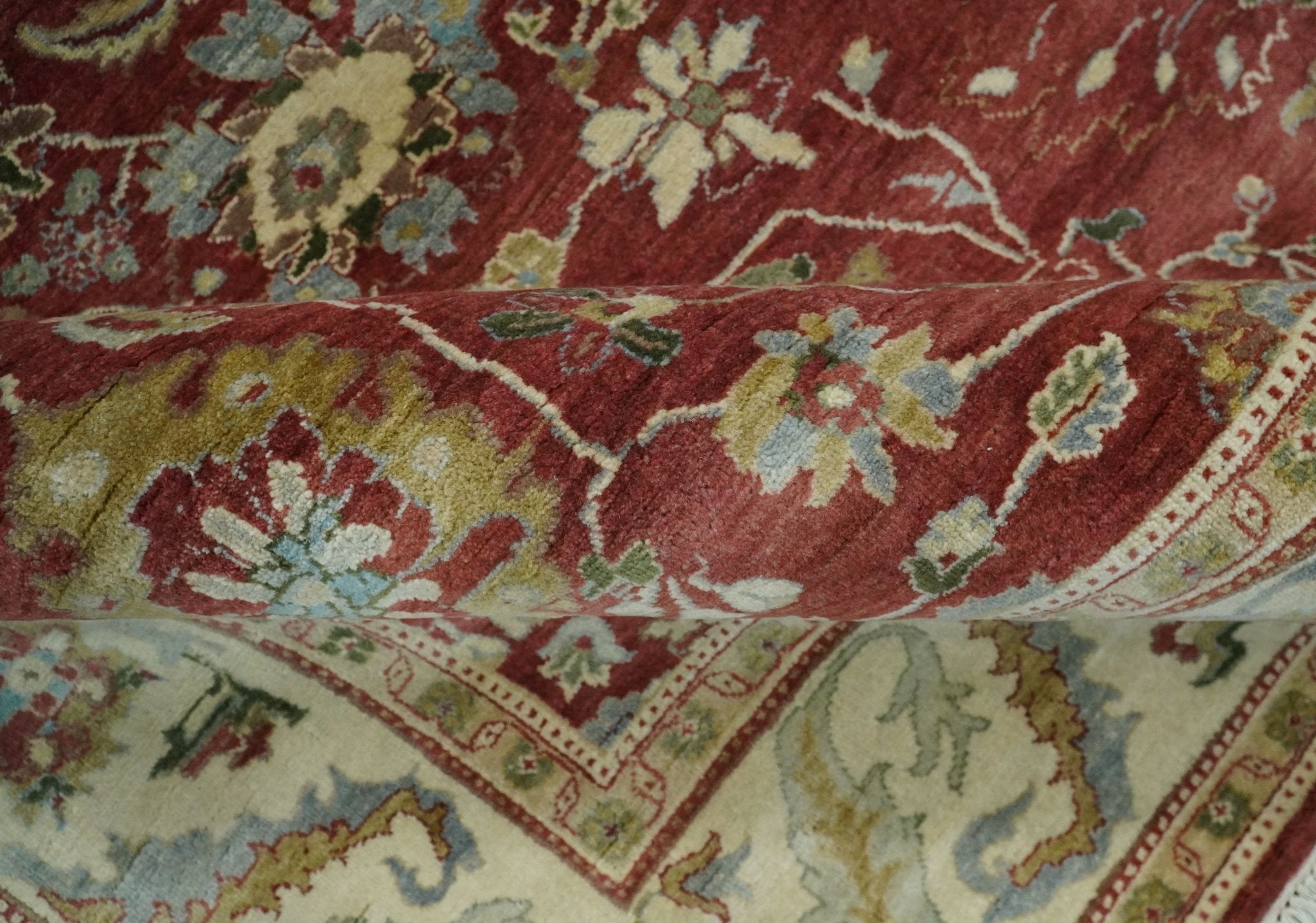 8x10 Fine Hand Knotted Rust and Ivory Traditional Persian Style Antique Wool Rug by The Rug Decor