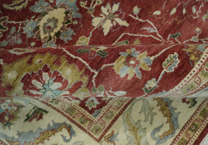 8x10 Fine Hand Knotted Rust and Ivory Traditional Persian Style Antique Wool Rug by The Rug Decor