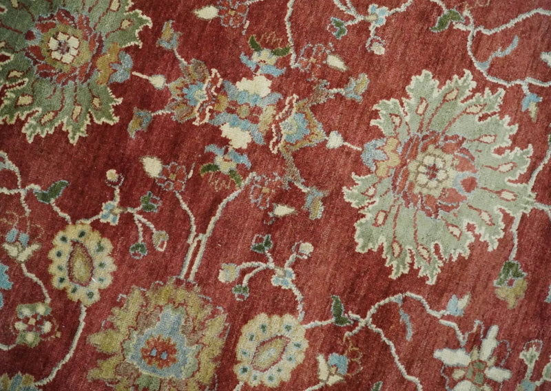 8x10 Fine Hand Knotted Rust and Ivory Traditional Persian Style Antique Wool Rug by The Rug Decor