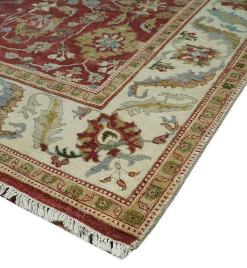 8x10 Fine Hand Knotted Rust and Ivory Traditional Persian Style Antique Wool Rug by The Rug Decor