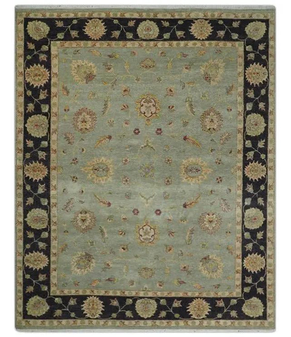 8x10 Fine Hand Knotted Silver and Black Antique Traditional Vintage Persian Wool Rug