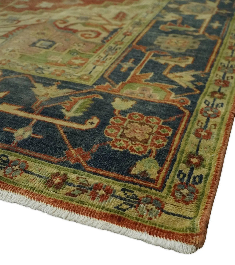 8x10 Gold, Rust and Charcoal Heriz Serapi Traditional Vintage Turkish Style Antique Look Hand Knotted Wool Area Rug | N361810 by The Rug Decor