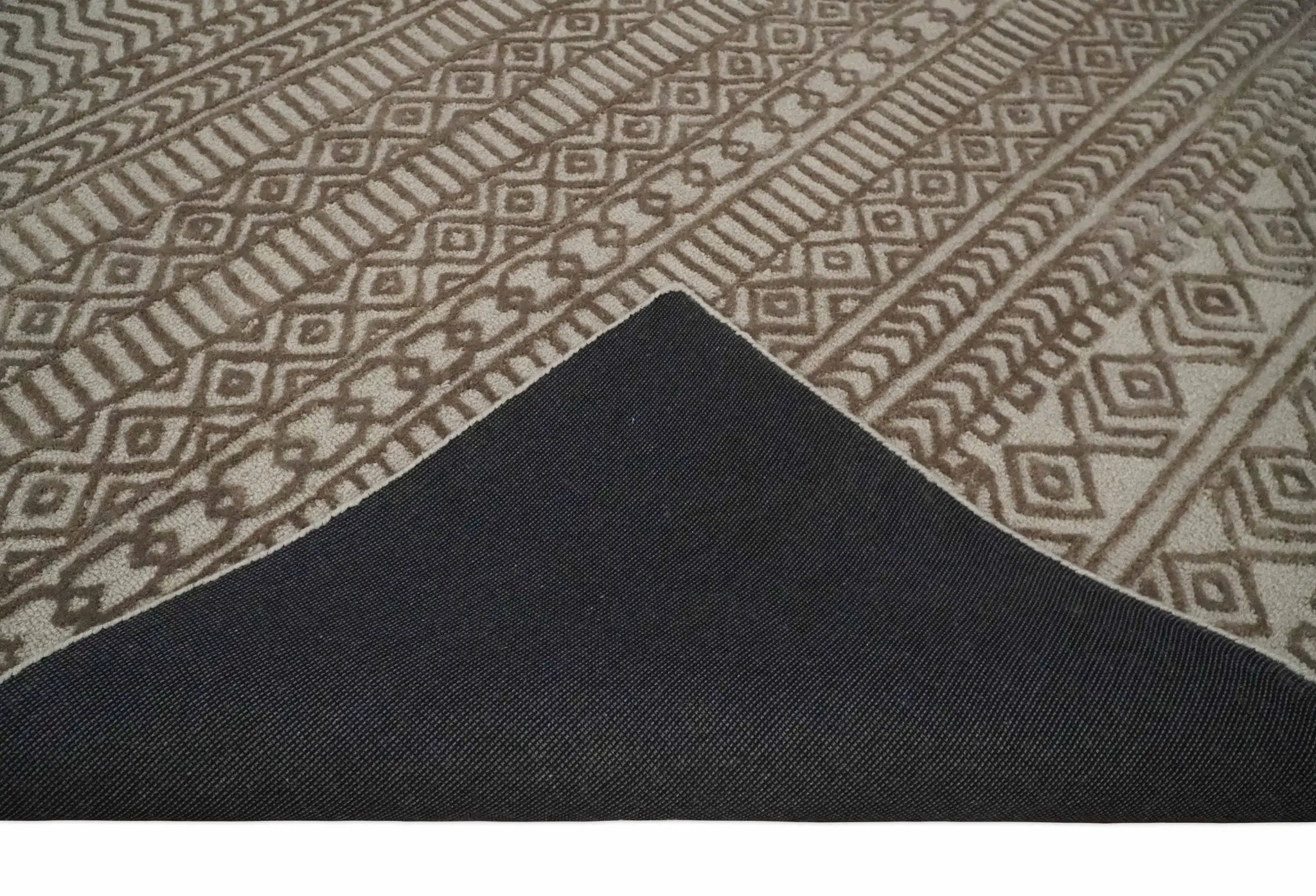 8x10 Hand Tufted Ivory and Bronze Stripes Pattern Rug Multi Size Living Room and Bedroom Rug | TRD6530810S by The Rug Decor