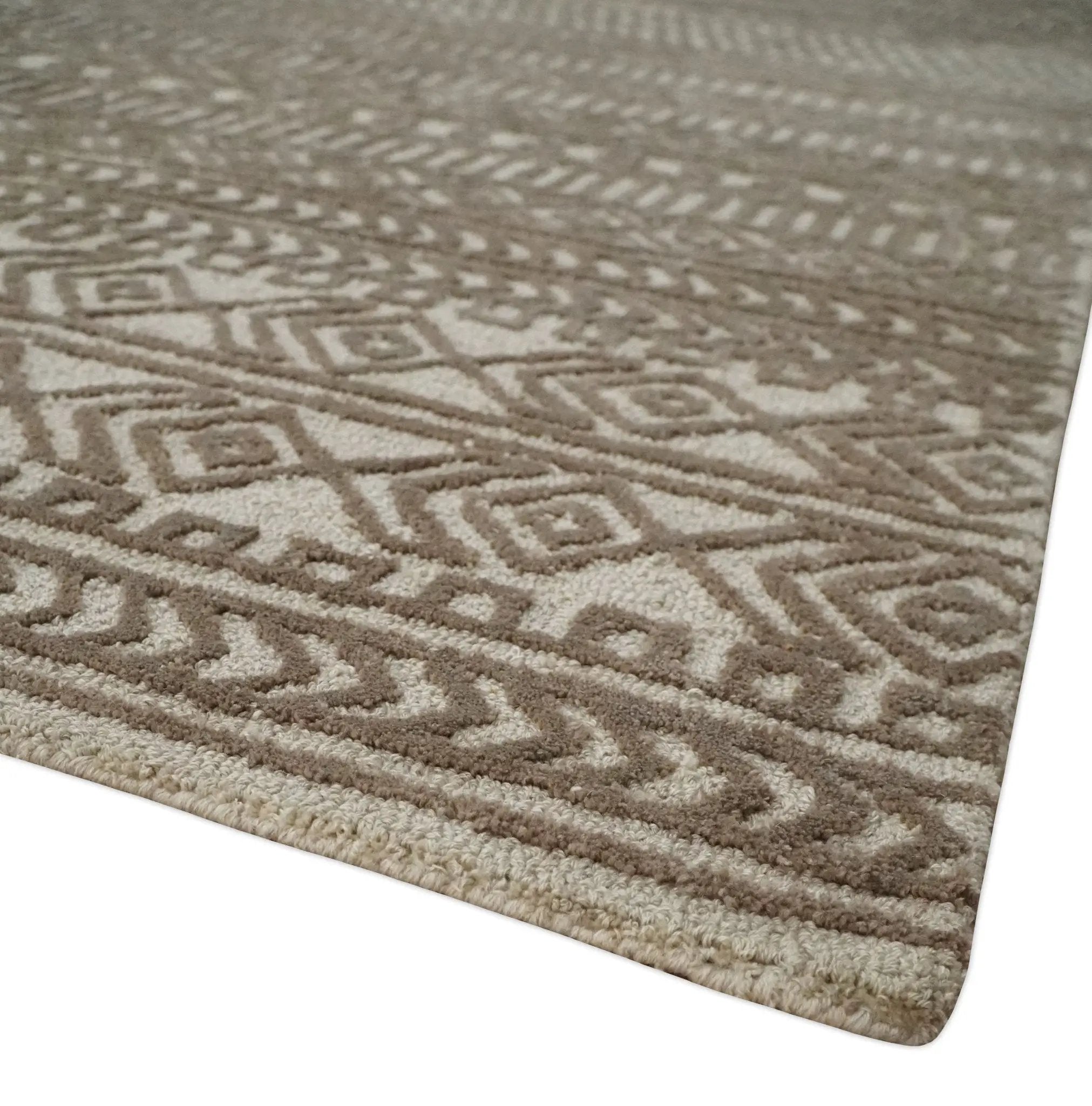 8x10 Hand Tufted Ivory and Bronze Stripes Pattern Rug Multi Size Living Room and Bedroom Rug | TRD6530810S by The Rug Decor