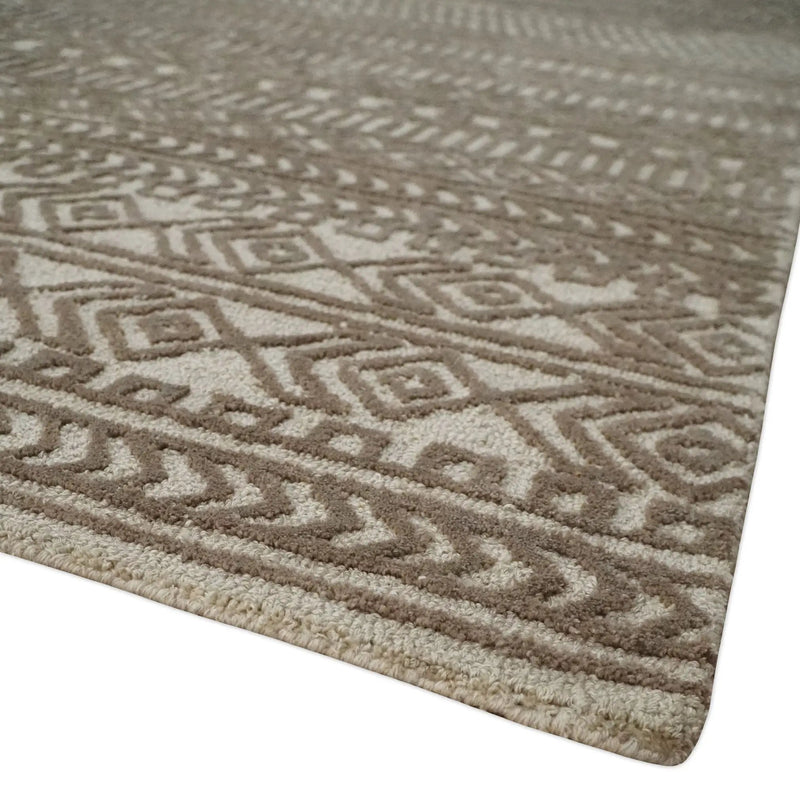 8x10 Hand Tufted Ivory and Bronze Stripes Pattern Rug Multi Size Living Room and Bedroom Rug | TRD6530810S by The Rug Decor