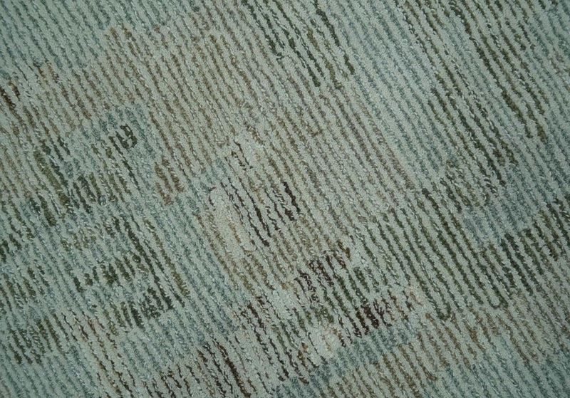 8x10 Modern Abstract Teal, Olive and Ivory Hand Tufted wool area rug by The Rug Decor