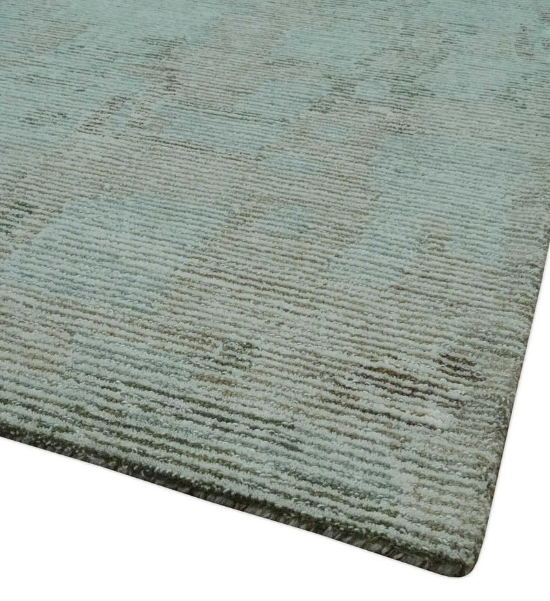 8x10 Modern Abstract Teal, Olive and Ivory Hand Tufted wool area rug by The Rug Decor