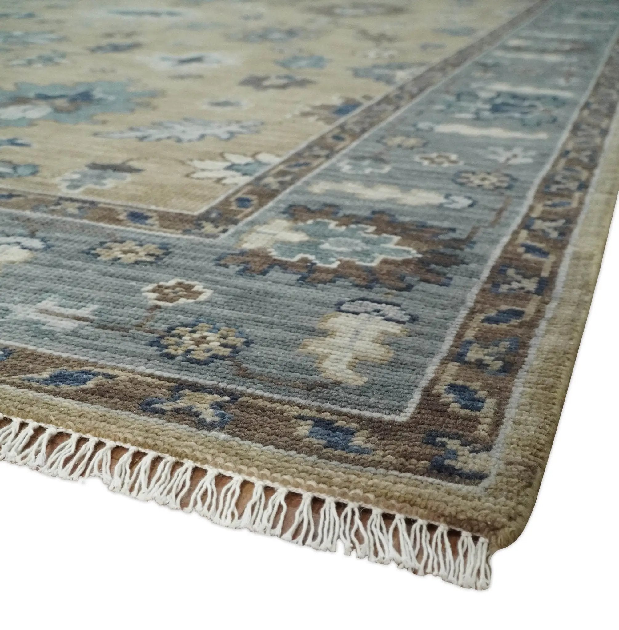 8x10 Traditional Beige and Gray Antique Style Floral Hand knotted Wool Area Rug by The Rug Decor