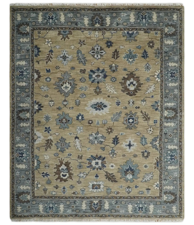 8x10 Traditional Beige and Gray Antique Style Floral Hand knotted Wool Area Rug by The Rug Decor