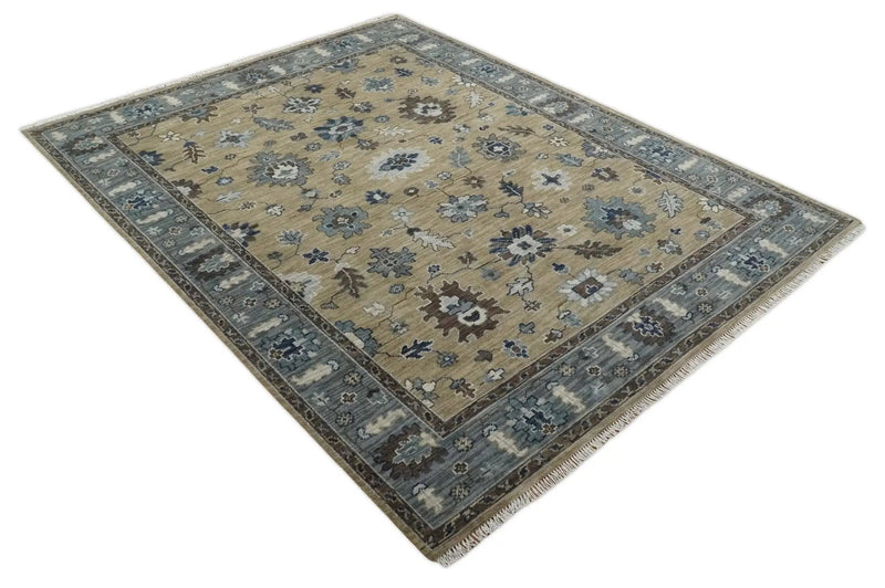 8x10 Traditional Beige and Gray Antique Style Floral Hand knotted Wool Area Rug by The Rug Decor