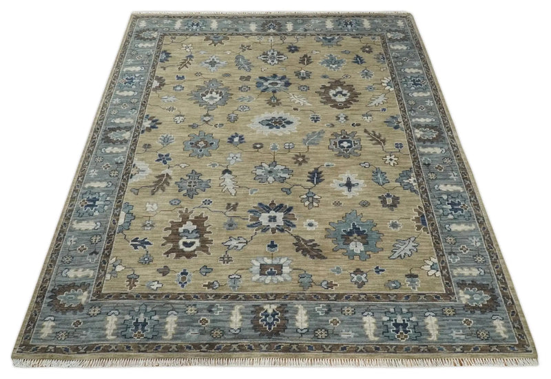 8x10 Traditional Beige and Gray Antique Style Floral Hand knotted Wool Area Rug by The Rug Decor
