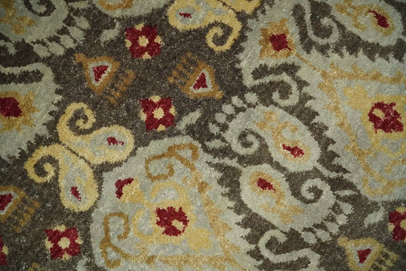 8x8 Round Fine Hand Knotted Brown and Beige Traditional Style Antique Wool Rug by The Rug Decor