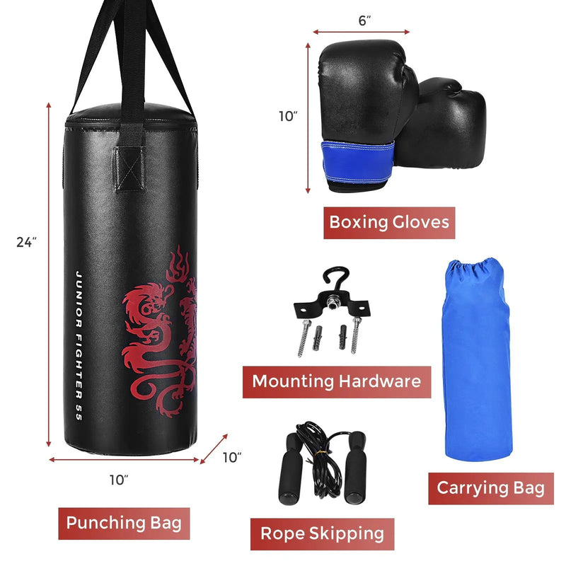 2 Feet Kids Gloves Skipping Rope Boxing Set by DirectDeals