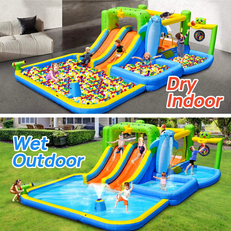 9-In-1 Inflatable Bounce House With Pool, Sprinkler, And Water Gun (SAK98154) by SAKSBY WHOLESALE
