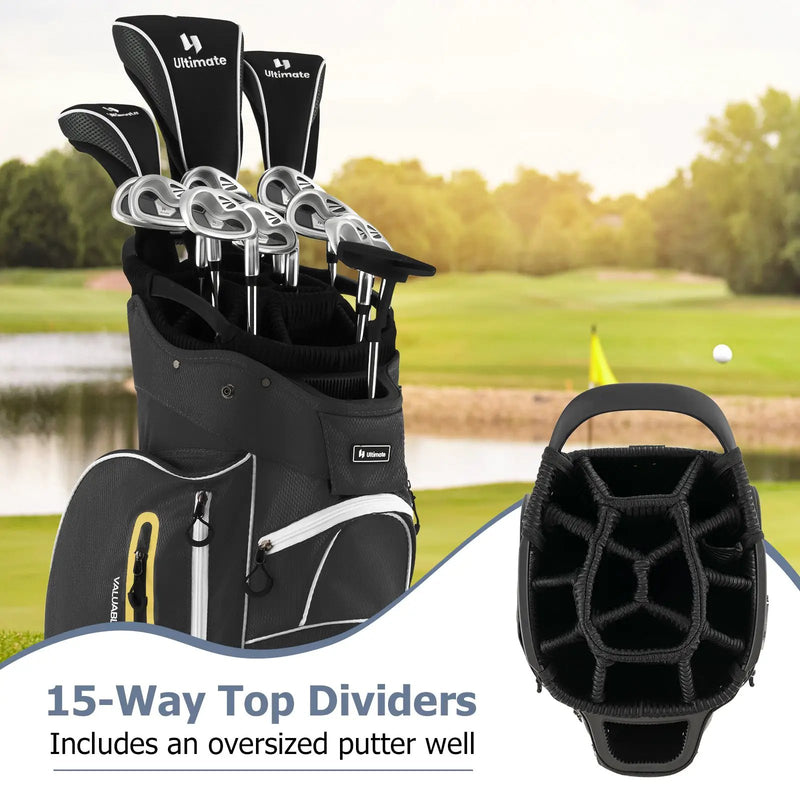 9.5 Inch Lightweight Golf Cart Bag with 15 Way Top Dividers by DirectDeals
