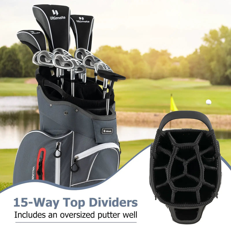 9.5 Inch Lightweight Golf Cart Bag with 15 Way Top Dividers by DirectDeals
