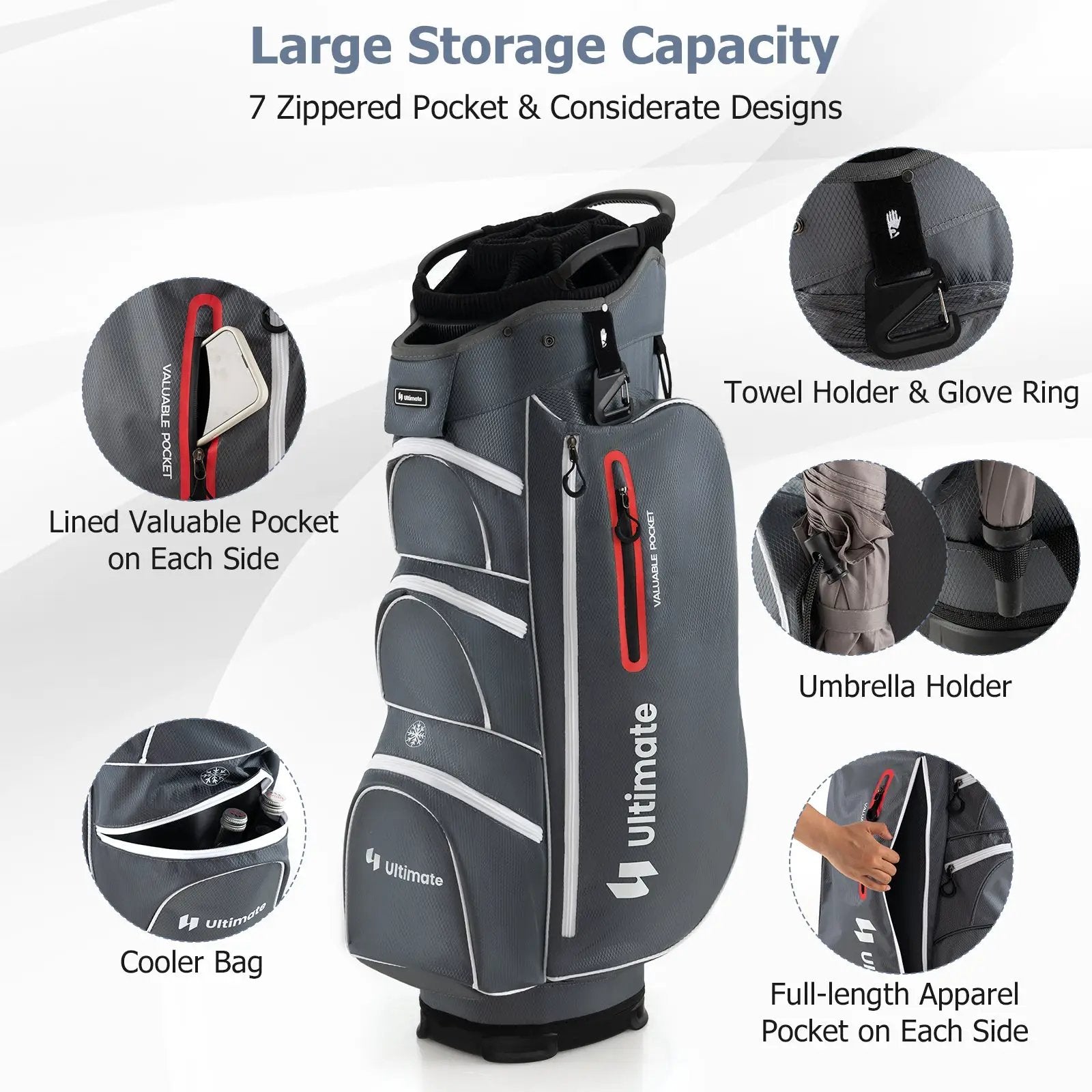 9.5 Inch Lightweight Golf Cart Bag with 15 Way Top Dividers by DirectDeals