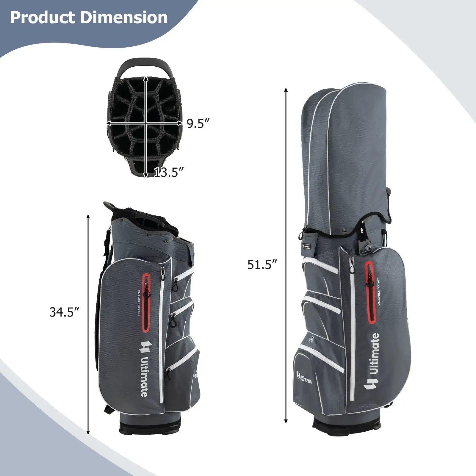 9.5 Inch Lightweight Golf Cart Bag with 15 Way Top Dividers by DirectDeals