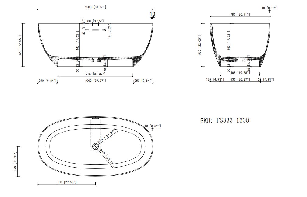 59" Solid Surface Soaking Bathtub by HouseOfZazla