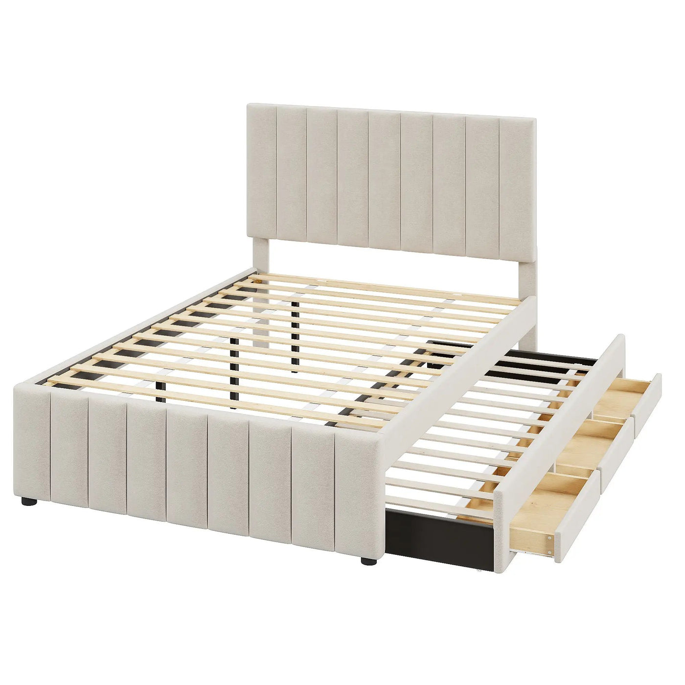 Upholstered Platform Bed With Twin Size Trundle And 3 Drawers by Unique Piece Furniture