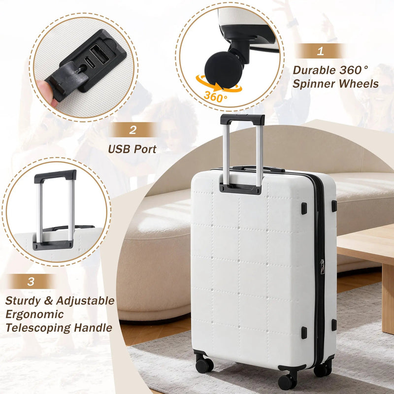 5 Piece Hardside Luggage Set with USB Port by HouseOfZazla