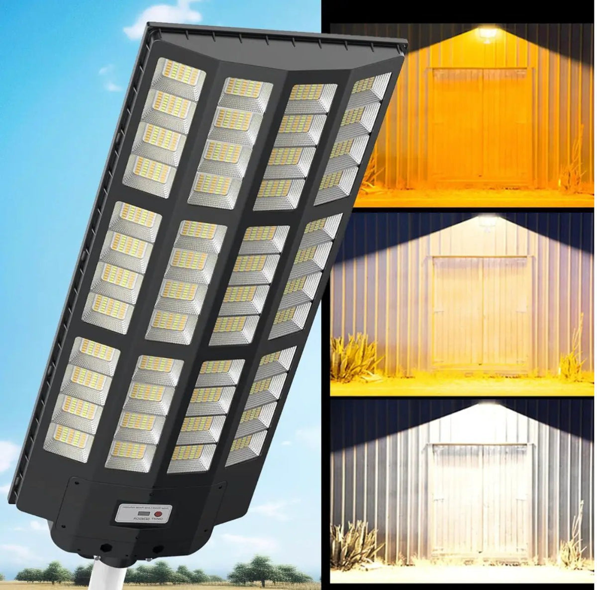 9000W Solar Street Light - Tri-Color 3000K/4000K/6500K Dimmable Solar Motion Sensor Light Outdoor, IP66 Waterproof Solar Dusk to Dawn Lights by Outdoor Solar Outlet